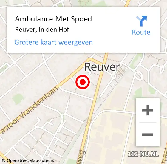 Locatie op kaart van de 112 melding: Ambulance Met Spoed Naar Reuver, In den Hof op 27 december 2016 20:44