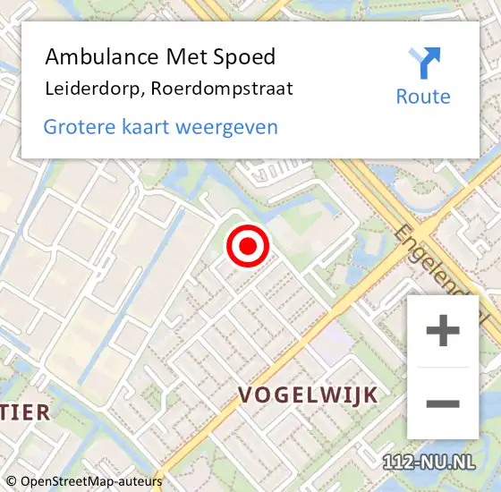 Locatie op kaart van de 112 melding: Ambulance Met Spoed Naar Leiderdorp, Roerdompstraat op 27 december 2016 20:56