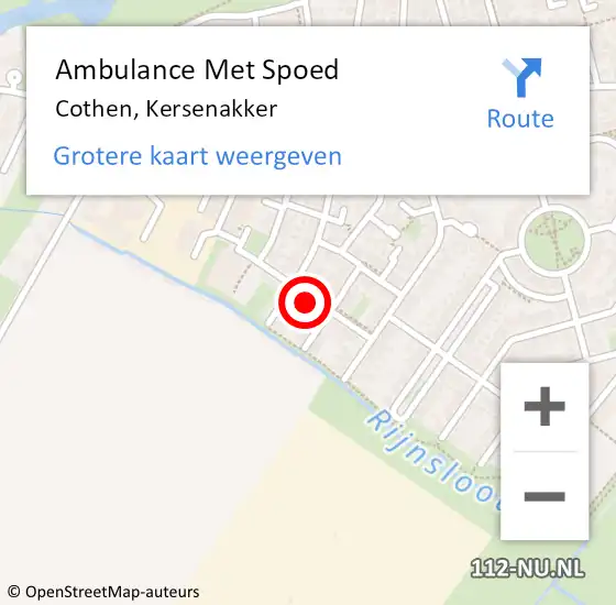 Locatie op kaart van de 112 melding: Ambulance Met Spoed Naar Cothen, Kersenakker op 27 december 2016 20:58