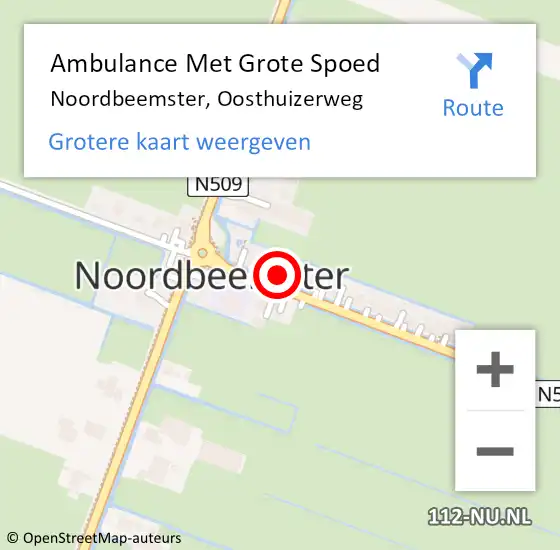 Locatie op kaart van de 112 melding: Ambulance Met Grote Spoed Naar Noordbeemster, Oosthuizerweg op 27 december 2016 21:37