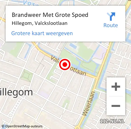 Locatie op kaart van de 112 melding: Brandweer Met Grote Spoed Naar Hillegom, Valckslootlaan op 27 december 2016 21:42