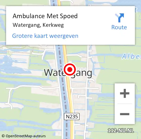 Locatie op kaart van de 112 melding: Ambulance Met Spoed Naar Watergang, Kerkweg op 27 december 2016 22:15