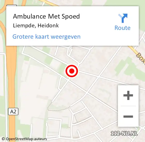 Locatie op kaart van de 112 melding: Ambulance Met Spoed Naar Liempde, Heidonk op 27 december 2016 22:25