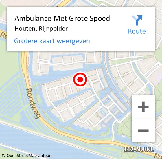 Locatie op kaart van de 112 melding: Ambulance Met Grote Spoed Naar Houten, Rijnpolder op 27 december 2016 22:39