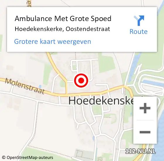 Locatie op kaart van de 112 melding: Ambulance Met Grote Spoed Naar Hoedekenskerke, Oostendestraat op 27 december 2016 22:44