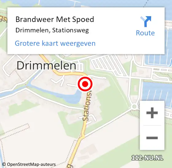 Locatie op kaart van de 112 melding: Brandweer Met Spoed Naar Drimmelen, Stationsweg op 27 december 2016 22:54