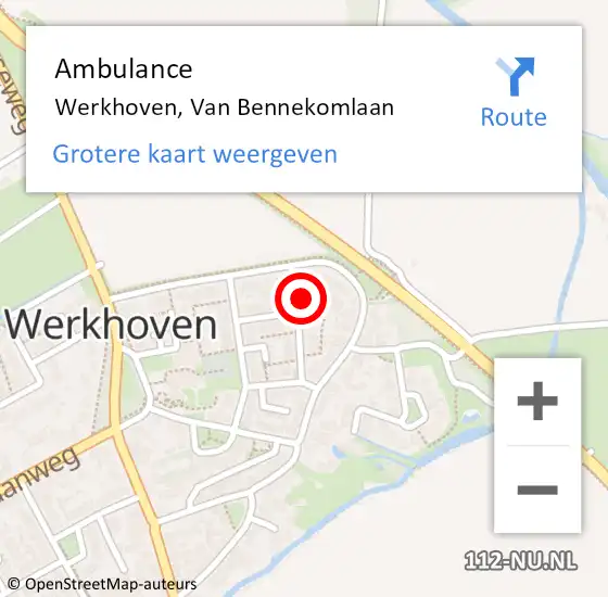 Locatie op kaart van de 112 melding: Ambulance Werkhoven, Van Bennekomlaan op 27 december 2016 23:20