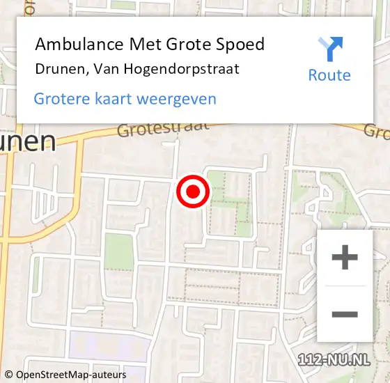 Locatie op kaart van de 112 melding: Ambulance Met Grote Spoed Naar Drunen, Van Hogendorpstraat op 28 december 2016 00:22