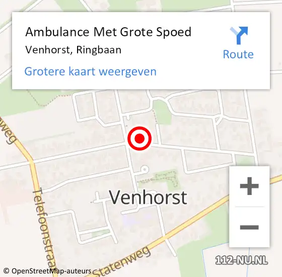 Locatie op kaart van de 112 melding: Ambulance Met Grote Spoed Naar Venhorst, Ringbaan op 28 december 2016 01:46