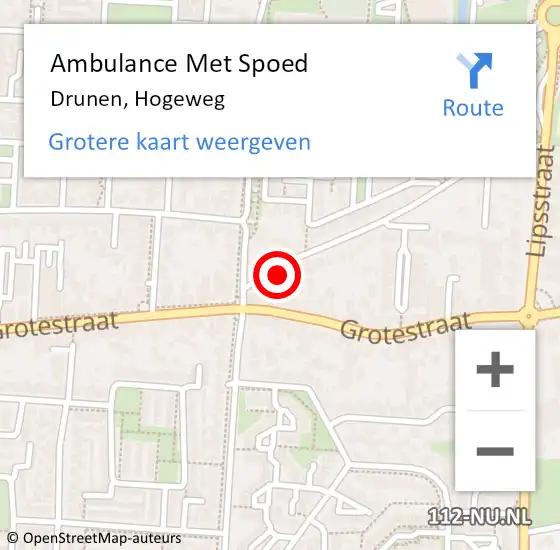 Locatie op kaart van de 112 melding: Ambulance Met Spoed Naar Drunen, Hogeweg op 28 december 2016 03:07