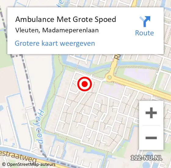 Locatie op kaart van de 112 melding: Ambulance Met Grote Spoed Naar Vleuten, Madameperenlaan op 28 december 2016 04:01