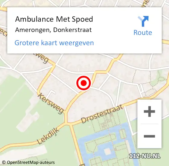 Locatie op kaart van de 112 melding: Ambulance Met Spoed Naar Amerongen, Donkerstraat op 28 december 2016 04:08