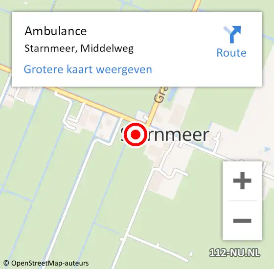 Locatie op kaart van de 112 melding: Ambulance Starnmeer, Middelweg op 28 december 2016 04:58