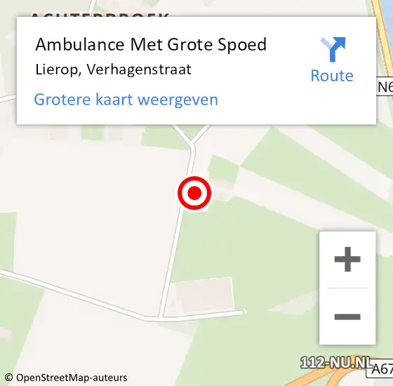 Locatie op kaart van de 112 melding: Ambulance Met Grote Spoed Naar Lierop, Verhagenstraat op 28 december 2016 05:35