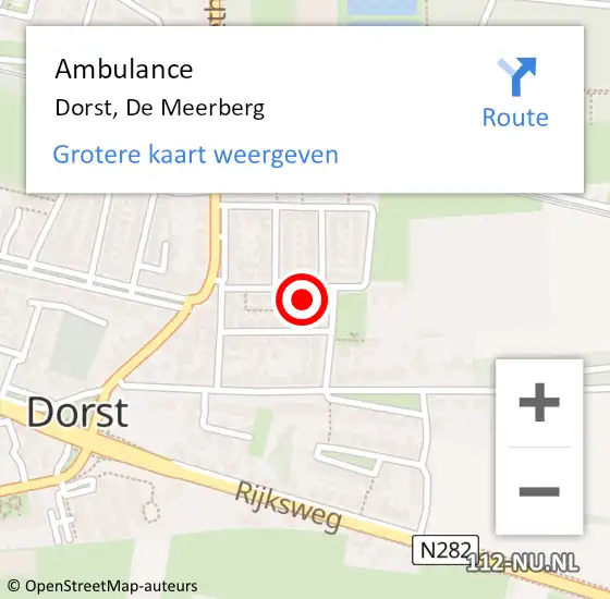 Locatie op kaart van de 112 melding: Ambulance Dorst, De Meerberg op 28 december 2016 06:16