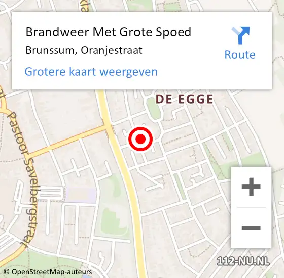 Locatie op kaart van de 112 melding: Brandweer Met Grote Spoed Naar Brunssum, Oranjestraat op 28 december 2016 06:32