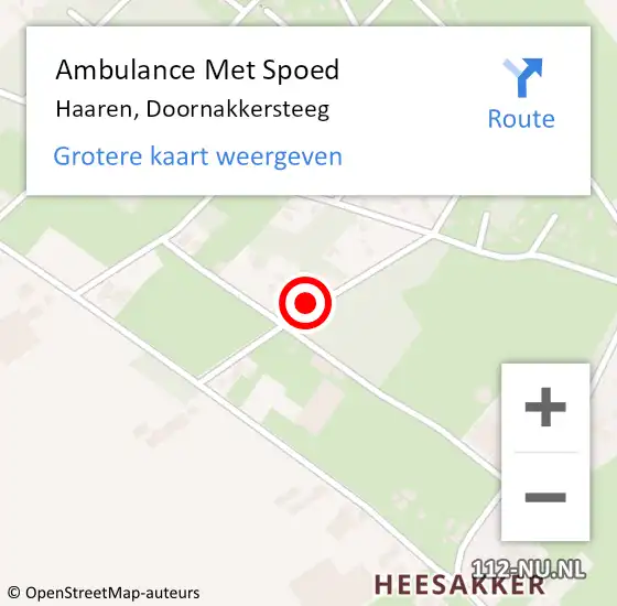 Locatie op kaart van de 112 melding: Ambulance Met Spoed Naar Haaren, Doornakkersteeg op 28 december 2016 06:59