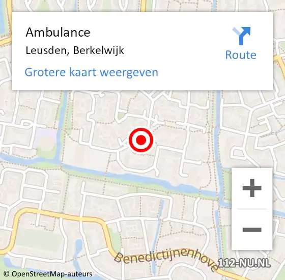 Locatie op kaart van de 112 melding: Ambulance Leusden, Berkelwijk op 28 december 2016 08:38