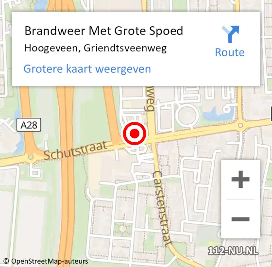 Locatie op kaart van de 112 melding: Brandweer Met Grote Spoed Naar Hoogeveen, Griendtsveenweg op 28 december 2016 08:43