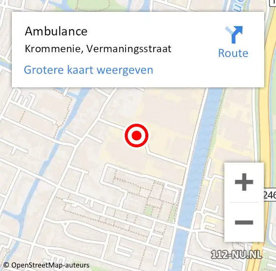 Locatie op kaart van de 112 melding: Ambulance Krommenie, Vermaningsstraat op 28 december 2016 09:40