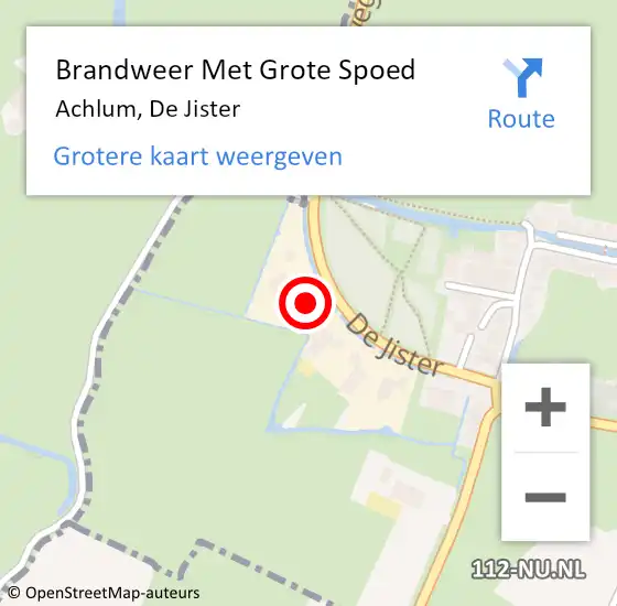 Locatie op kaart van de 112 melding: Brandweer Met Grote Spoed Naar Achlum, De Jister op 28 december 2016 10:20