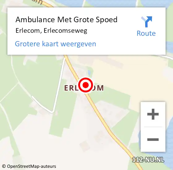 Locatie op kaart van de 112 melding: Ambulance Met Grote Spoed Naar Erlecom, Erlecomseweg op 28 december 2016 10:44