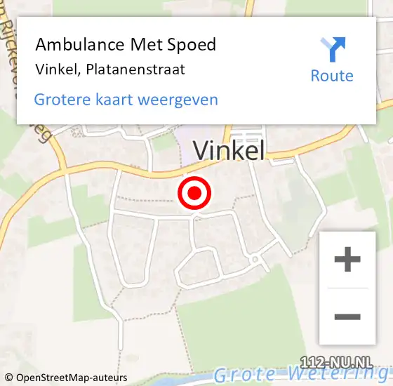 Locatie op kaart van de 112 melding: Ambulance Met Spoed Naar Vinkel, Platanenstraat op 28 december 2016 11:06