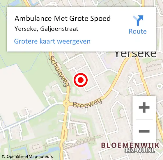 Locatie op kaart van de 112 melding: Ambulance Met Grote Spoed Naar Yerseke, Galjoenstraat op 28 december 2016 11:23