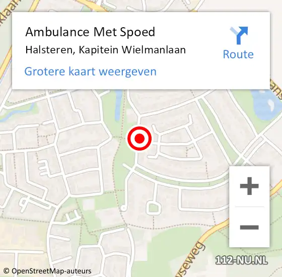 Locatie op kaart van de 112 melding: Ambulance Met Spoed Naar Halsteren, Kapitein Wielmanlaan op 28 december 2016 11:33