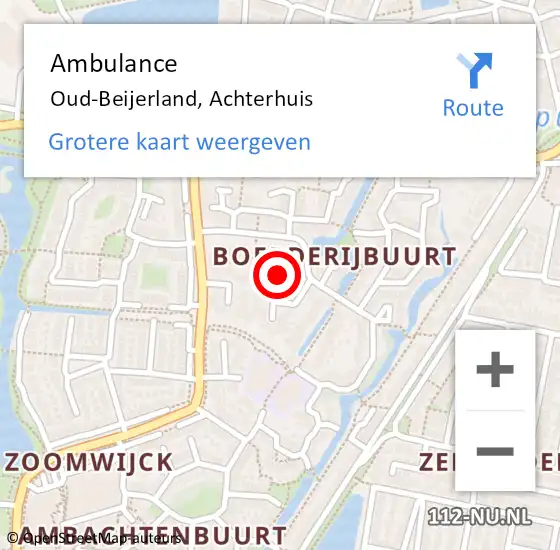 Locatie op kaart van de 112 melding: Ambulance Oud-Beijerland, Achterhuis op 28 december 2016 12:37