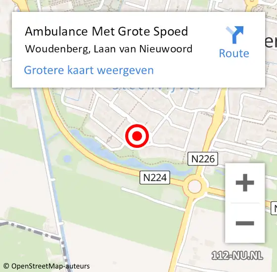 Locatie op kaart van de 112 melding: Ambulance Met Grote Spoed Naar Woudenberg, Laan van Nieuwoord op 28 december 2016 14:00