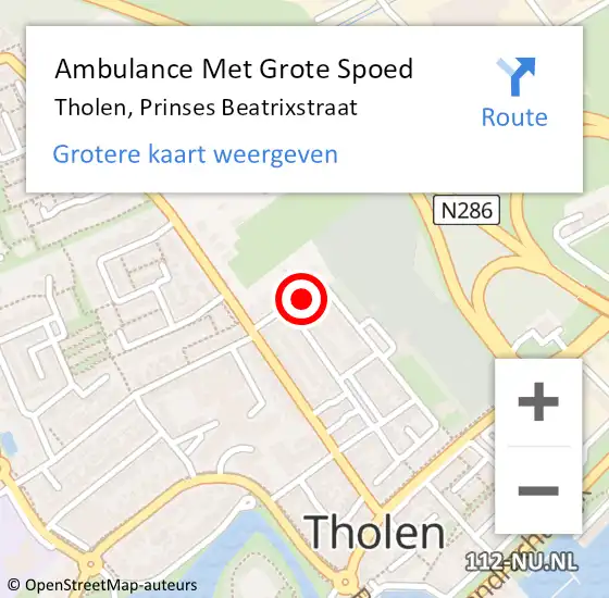 Locatie op kaart van de 112 melding: Ambulance Met Grote Spoed Naar Tholen, Prinses Beatrixstraat op 28 december 2016 14:09