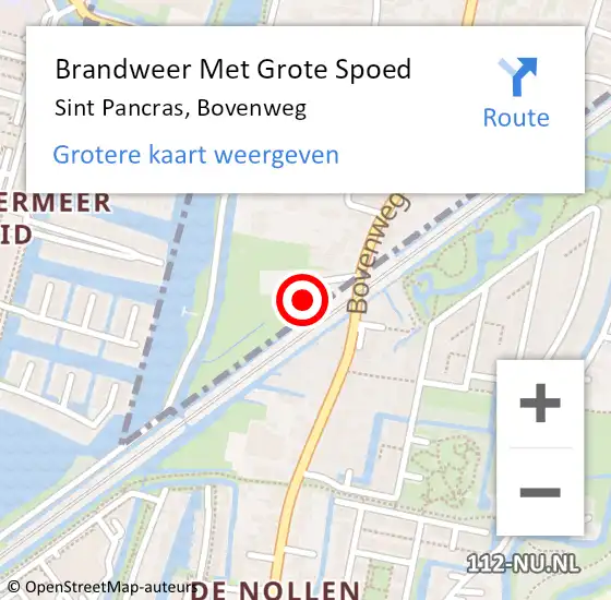 Locatie op kaart van de 112 melding: Brandweer Met Grote Spoed Naar Sint Pancras, Bovenweg op 28 december 2016 14:16