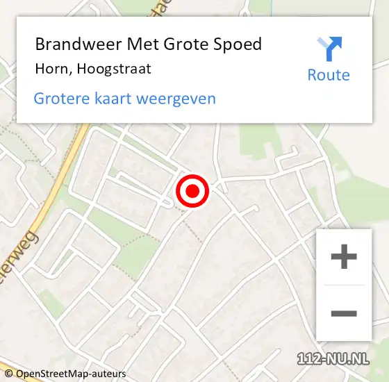 Locatie op kaart van de 112 melding: Brandweer Met Grote Spoed Naar Horn, Hoogstraat op 28 december 2016 14:32