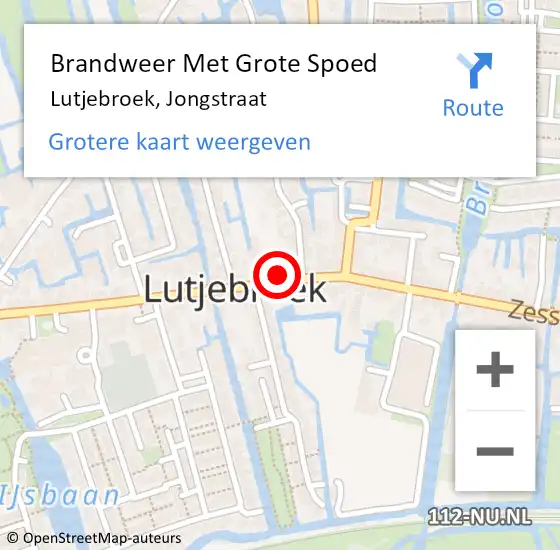 Locatie op kaart van de 112 melding: Brandweer Met Grote Spoed Naar Lutjebroek, Jongstraat op 28 december 2016 14:38