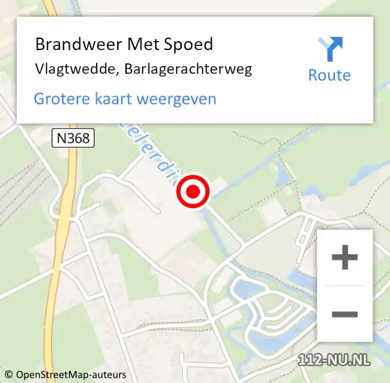 Locatie op kaart van de 112 melding: Brandweer Met Spoed Naar Vlagtwedde, Barlagerachterweg op 28 december 2016 14:46