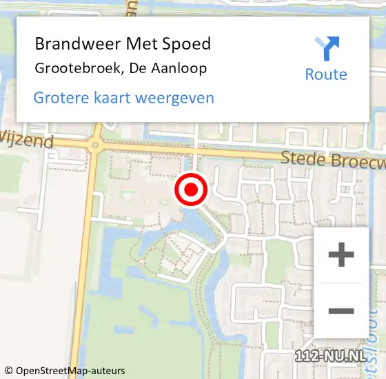 Locatie op kaart van de 112 melding: Brandweer Met Spoed Naar Grootebroek, De Aanloop op 28 december 2016 14:53