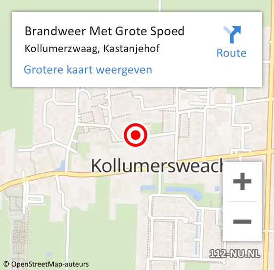 Locatie op kaart van de 112 melding: Brandweer Met Grote Spoed Naar Kollumerzwaag, Kastanjehof op 28 december 2016 16:33