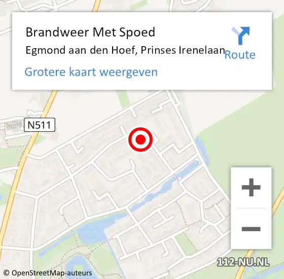 Locatie op kaart van de 112 melding: Brandweer Met Spoed Naar Egmond aan den Hoef, Prinses Irenelaan op 28 december 2016 17:02