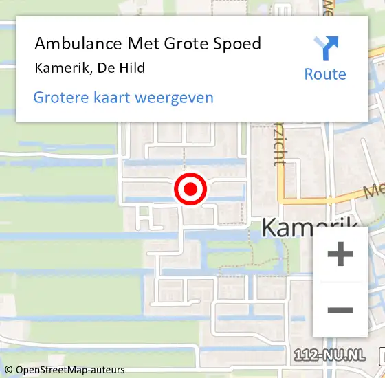 Locatie op kaart van de 112 melding: Ambulance Met Grote Spoed Naar Kamerik, De Hild op 28 december 2016 17:29