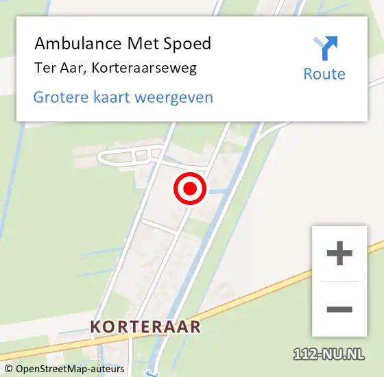 Locatie op kaart van de 112 melding: Ambulance Met Spoed Naar Ter Aar, Korteraarseweg op 28 december 2016 17:31