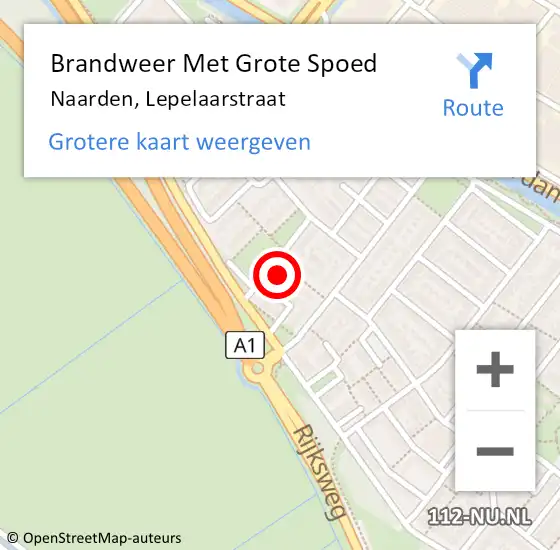 Locatie op kaart van de 112 melding: Brandweer Met Grote Spoed Naar Naarden, Lepelaarstraat op 18 september 2013 13:19