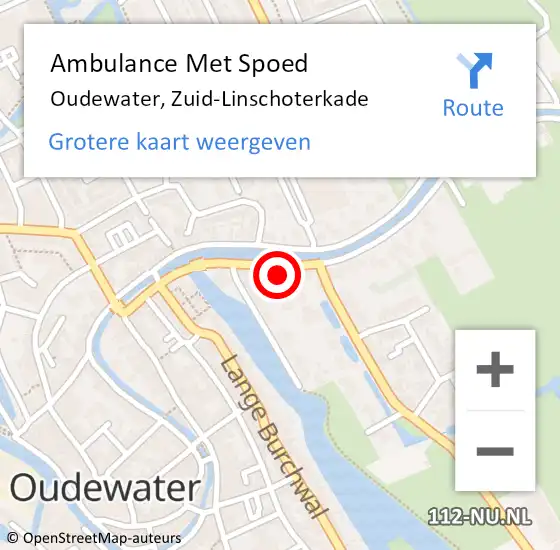 Locatie op kaart van de 112 melding: Ambulance Met Spoed Naar Oudewater, Zuid-Linschoterkade op 28 december 2016 17:51