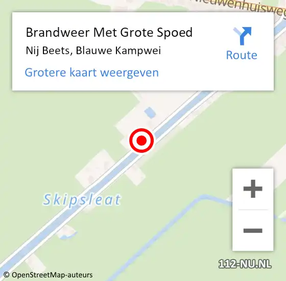 Locatie op kaart van de 112 melding: Brandweer Met Grote Spoed Naar Nij Beets, Blauwe Kampwei op 6 januari 2014 08:04