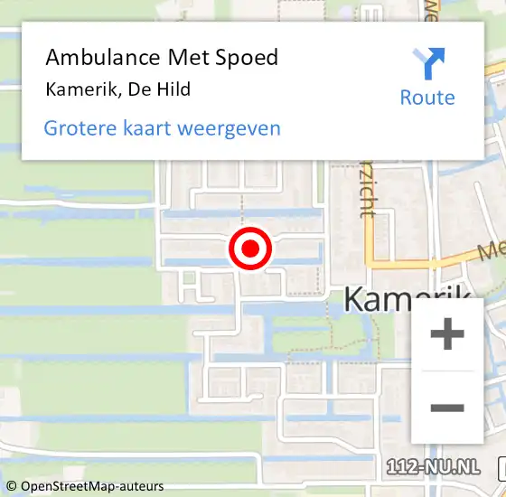 Locatie op kaart van de 112 melding: Ambulance Met Spoed Naar Kamerik, De Hild op 28 december 2016 20:03