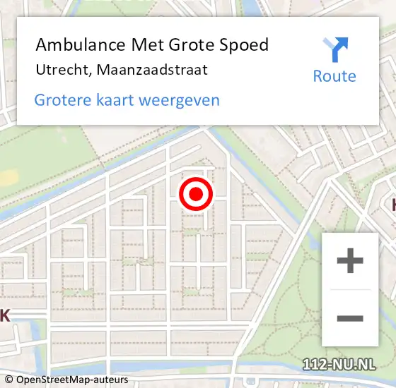 Locatie op kaart van de 112 melding: Ambulance Met Grote Spoed Naar Utrecht, Maanzaadstraat op 28 december 2016 20:10