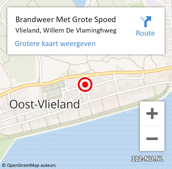 Locatie op kaart van de 112 melding: Brandweer Met Grote Spoed Naar Vlieland, Willem De Vlaminghweg op 28 december 2016 20:19