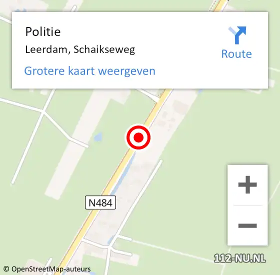 Locatie op kaart van de 112 melding: Politie Leerdam, Schaikseweg op 28 december 2016 20:27