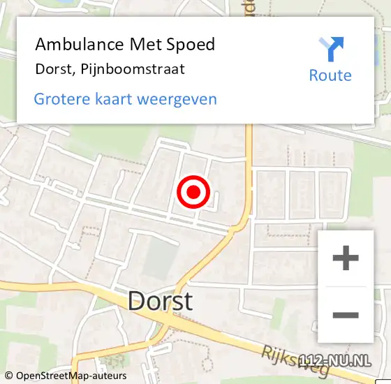 Locatie op kaart van de 112 melding: Ambulance Met Spoed Naar Dorst, Pijnboomstraat op 28 december 2016 21:31