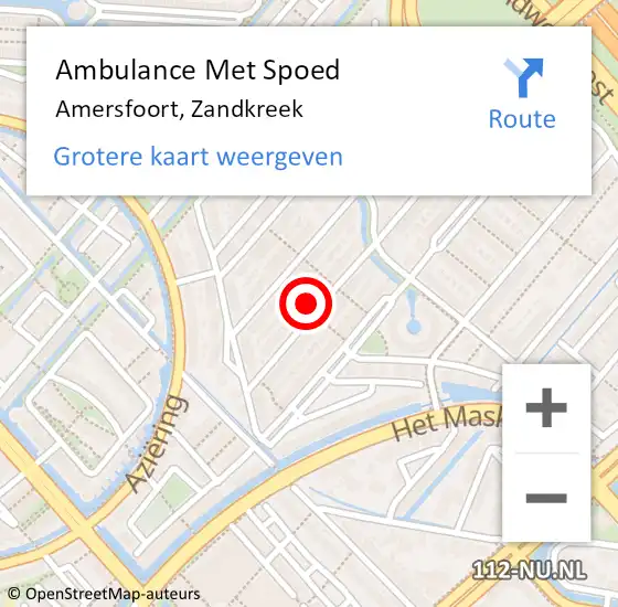 Locatie op kaart van de 112 melding: Ambulance Met Spoed Naar Amersfoort, Zandkreek op 28 december 2016 21:49